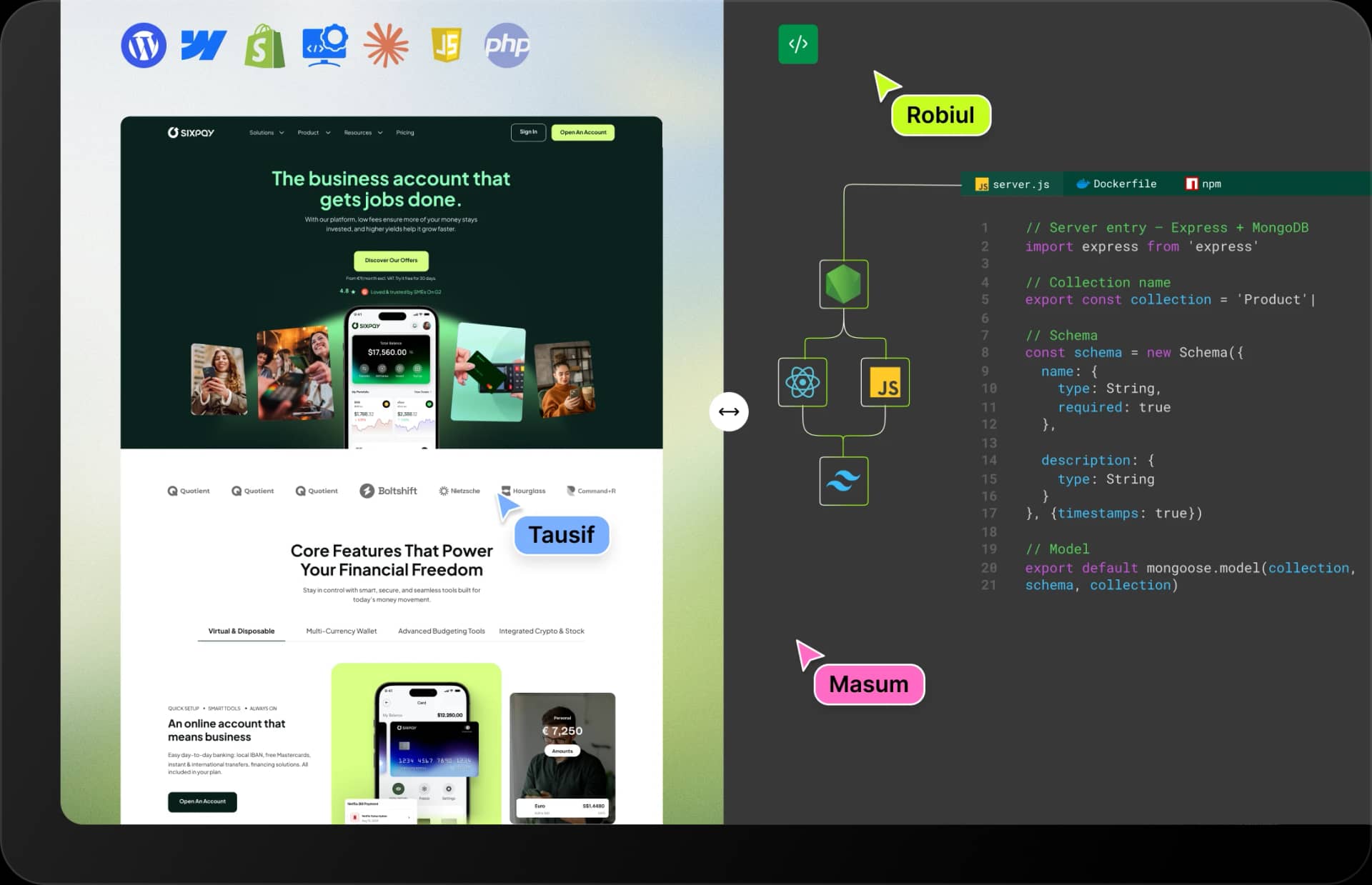 Custom full-stack web application development and responsive frontend coding