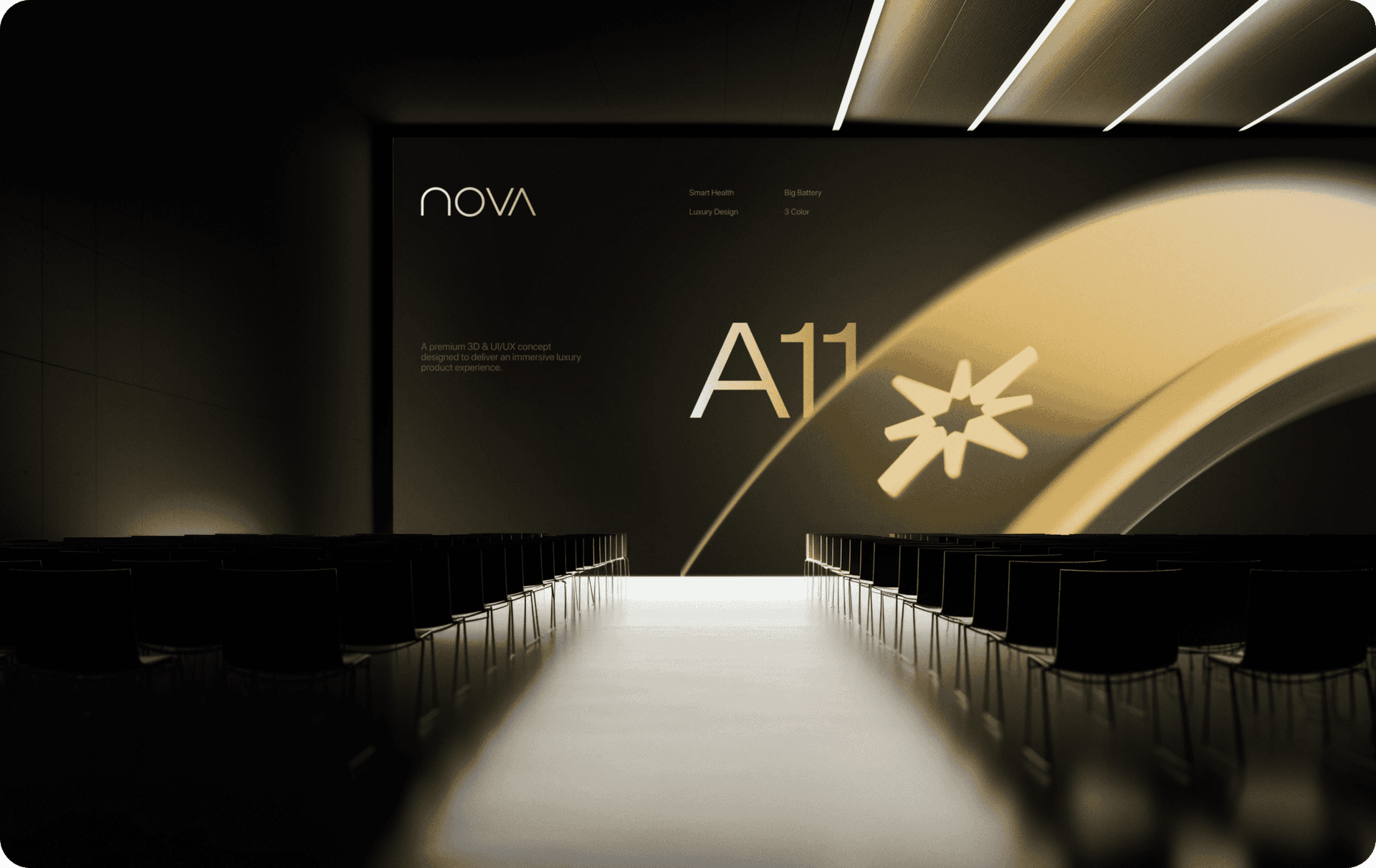 Nova AI smart wearable product presentation featuring a premium smart ring hero banner with cinematic 3D visualization and futuristic UI/UX design.
